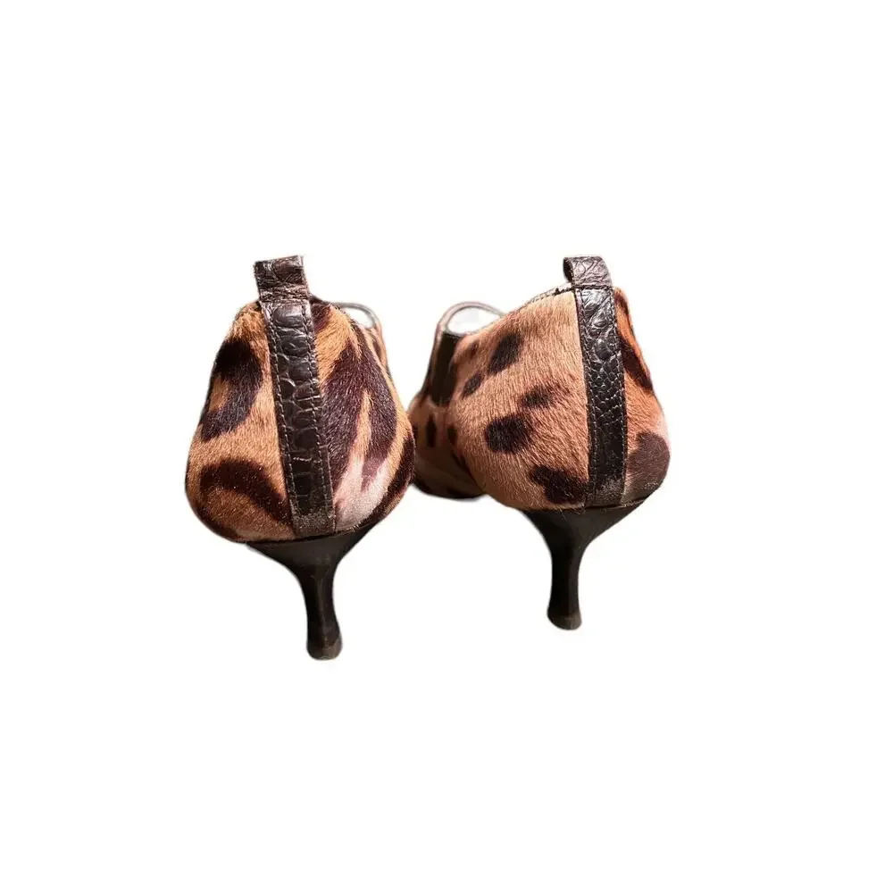 Donald J Pliner Lexy Animal Print Cheetah Kitten Heel Shoes Side Zip Spain 5.5M - Picture 5 of 12